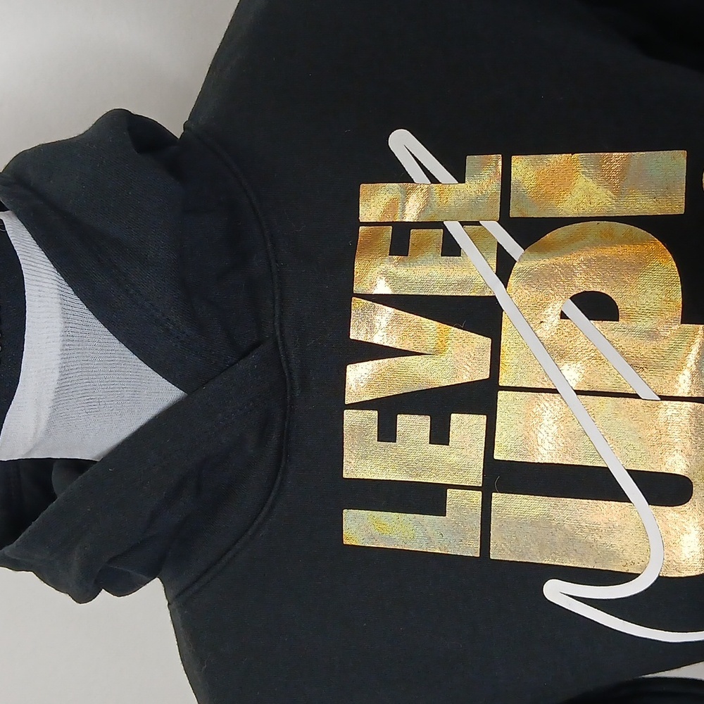 Nike Black And Gold Hooded Sweat Shirt Size Large - Picture 2 of 14